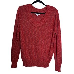 Indigo Women's Red Multi Color‎ Speckled V Neck Long Sleeve Sweater XL